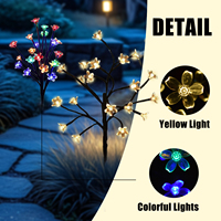 1 PC Solar Powered Sakura Tree Pathway Light Outdoor 8 Modes Flush Mount  for Garden Lawn Patio Walkway Lighting