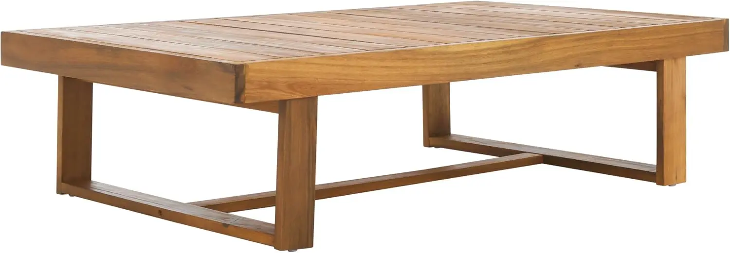 Outdoor - Duncan Natural Brown Slatted Top Solid Wood Coffee Table (PAT7331A)