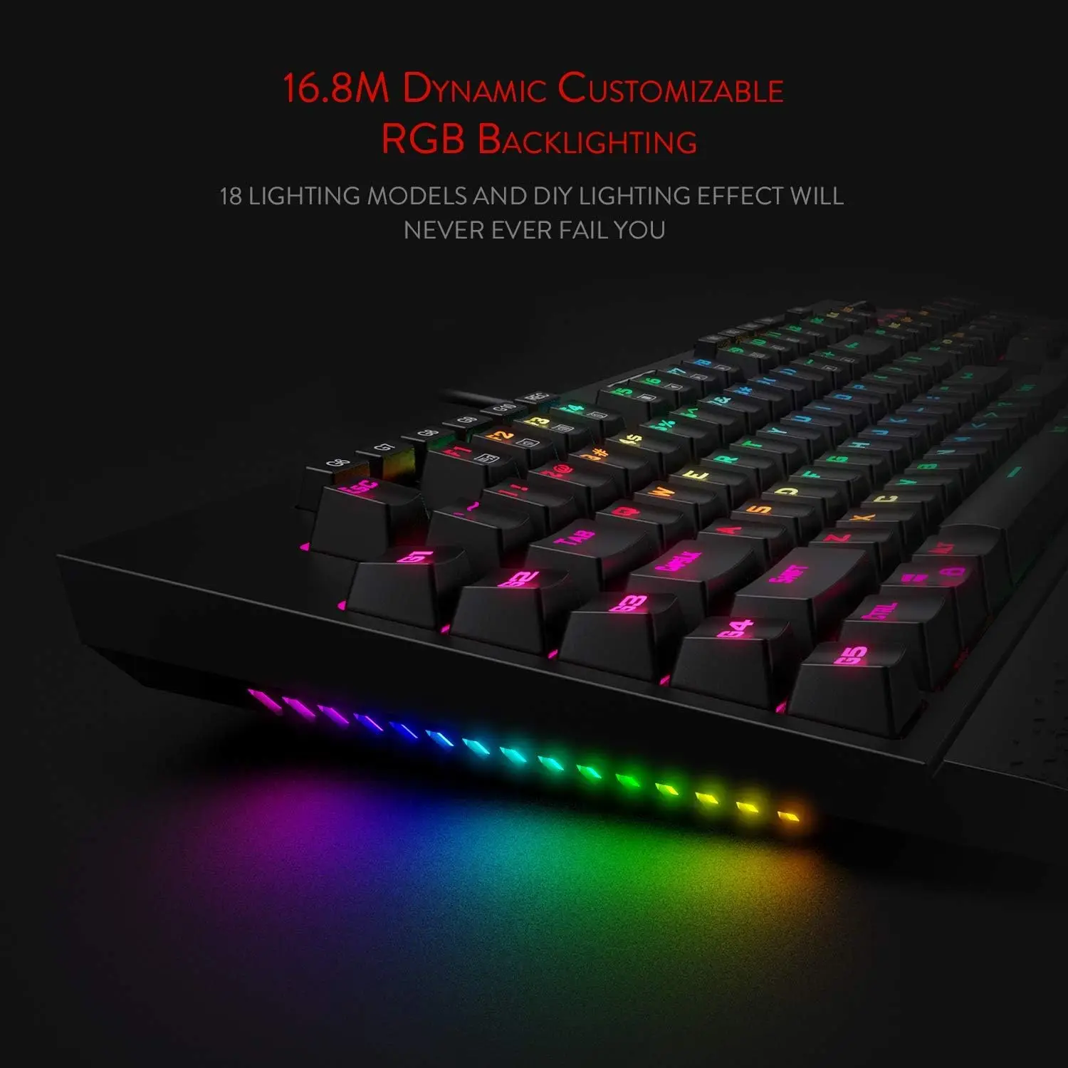 Imagem -05 - Rgb Teclado Gaming Mecânico com Fio 10 Teclas Macro Dedicadas Descanso de Pulso Destacável Interruptor Vermelho Redragon-k586