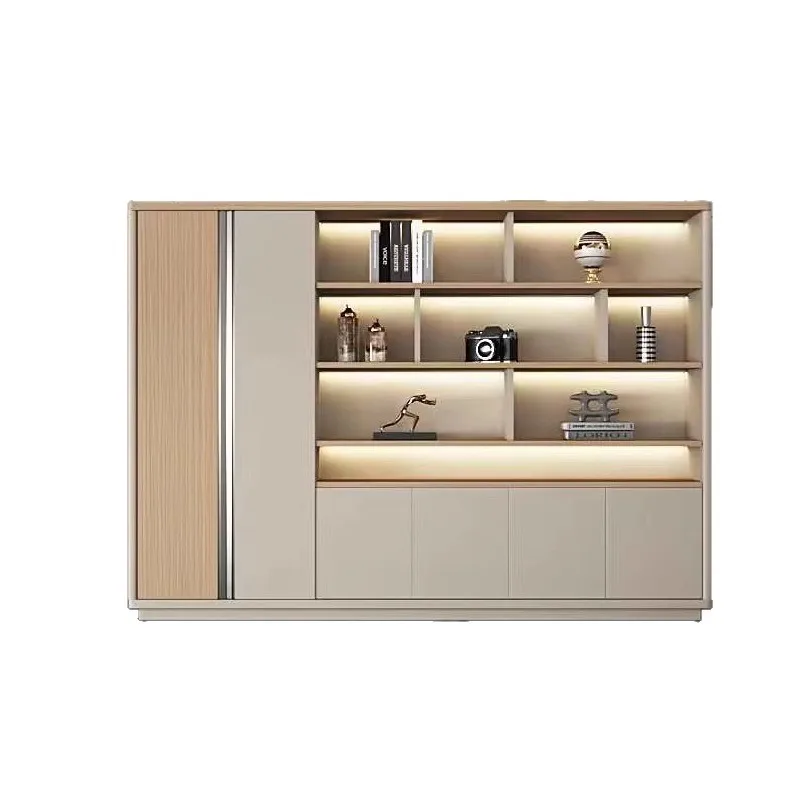 

Boss's office wooden wall display background filing cabinet with light President's office filing cabinet