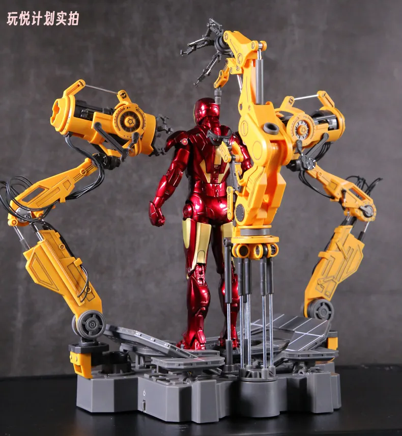 ZD MK6 MK4 juguete Iron Man con ganancia de traje armadura Circular LED plataforma de desmontaje Anime Tony Stark modelo regalos de figuras de acción