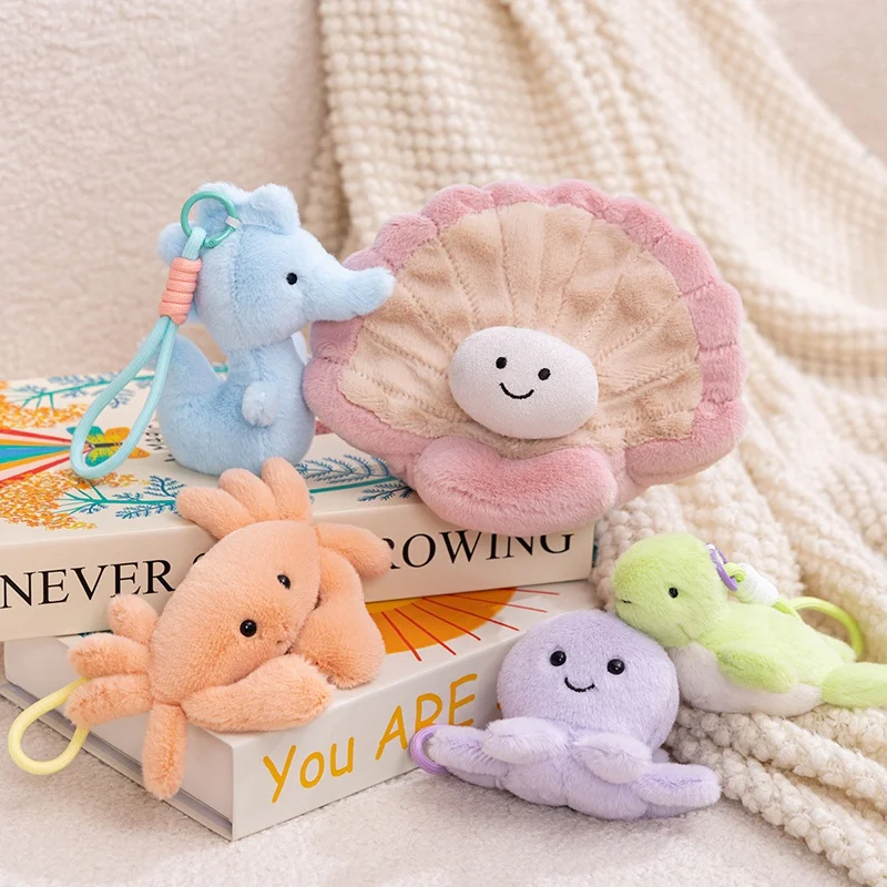 Hot Cartoon Marine Animal Octopus Plush Doll Pentant Colorful Turtle Crab Clam Seahorse Plush Toy Home Decoration Gift For Kids