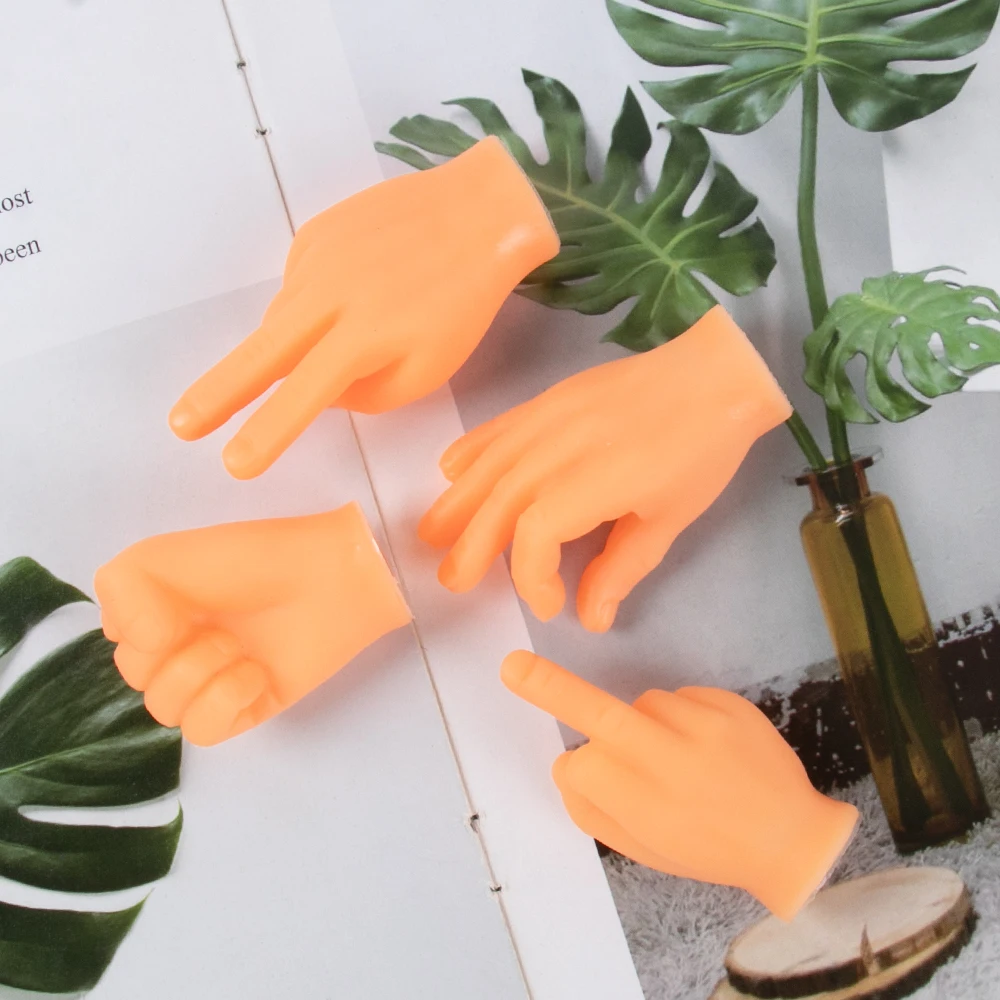 6pcs Funny Tiny Finger Hands Gesture Toys Teasing Cat Rubber Mini Fingers Hand Puppets Novelty Halloween kids favor Gift Toys