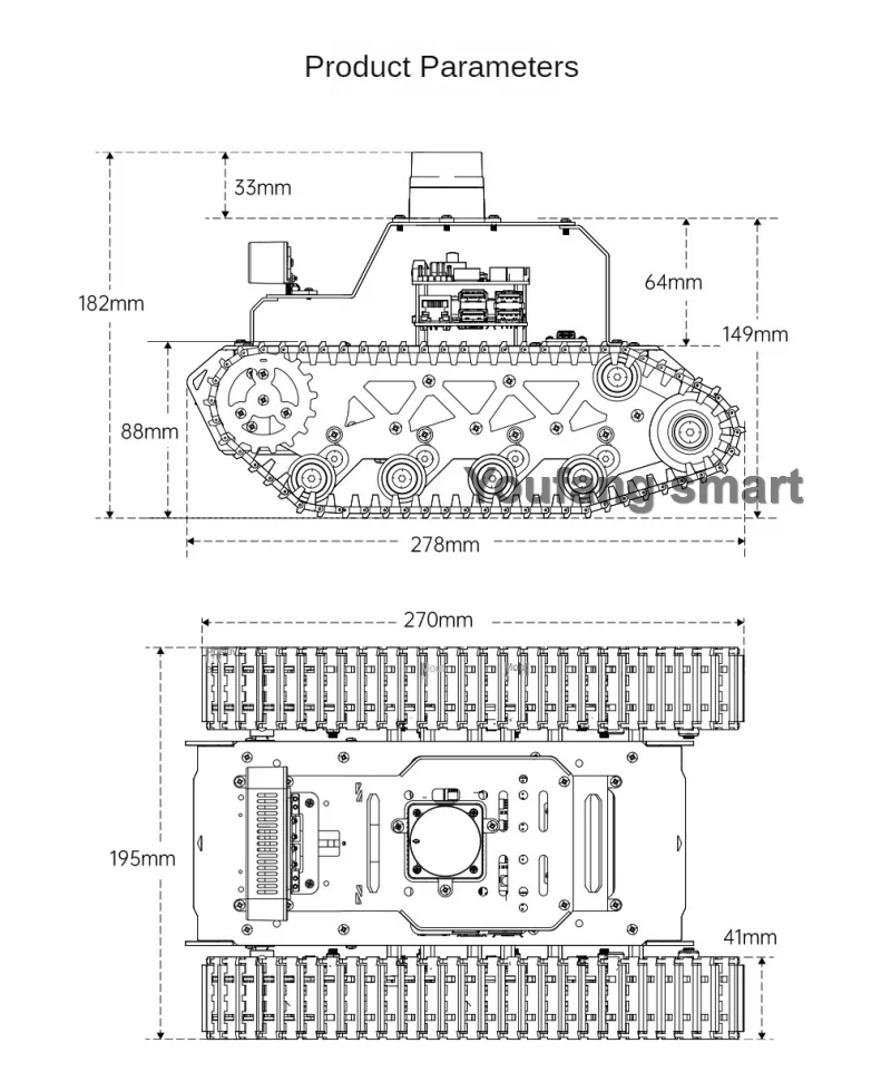 فيديو دبابة مع جهاز للتحكم عن بُعد مع كاميرا عمق ليدار ROS2 AI ترميز روبوت لراسبيري بي 5 لنموذج AI كبير SLAM روبوت القيادة المستقل