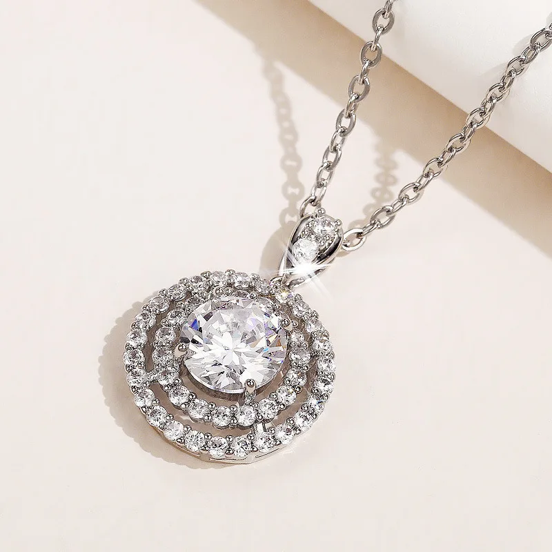 

BR 6.5mm Silver 925 Pure Silver Authentic New Style Rich Lady High-end Necklace with D VVS1 Moissanite Jewelry