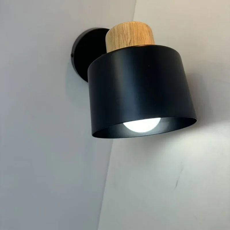 GEFENSI بسيط الخشب الجدار مصباح الإبداعية الممر الإضاءة الشمال غرفة نوم السرير شخصية مصابيح الحديد المطاوع #6