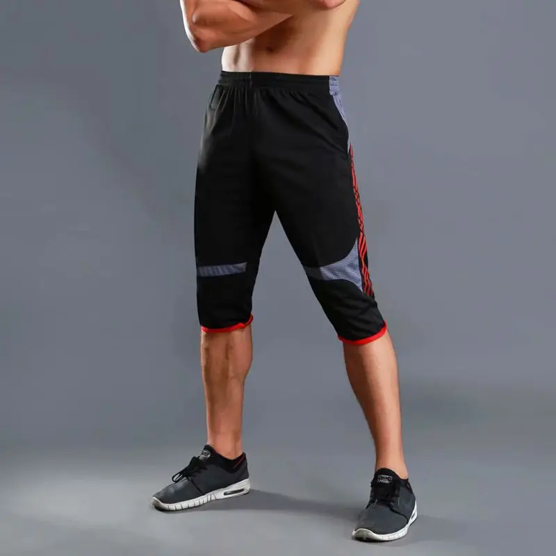 Pantalones cortos deportivos a rayas para hombre, Shorts transpirables de secado rápido, talla grande