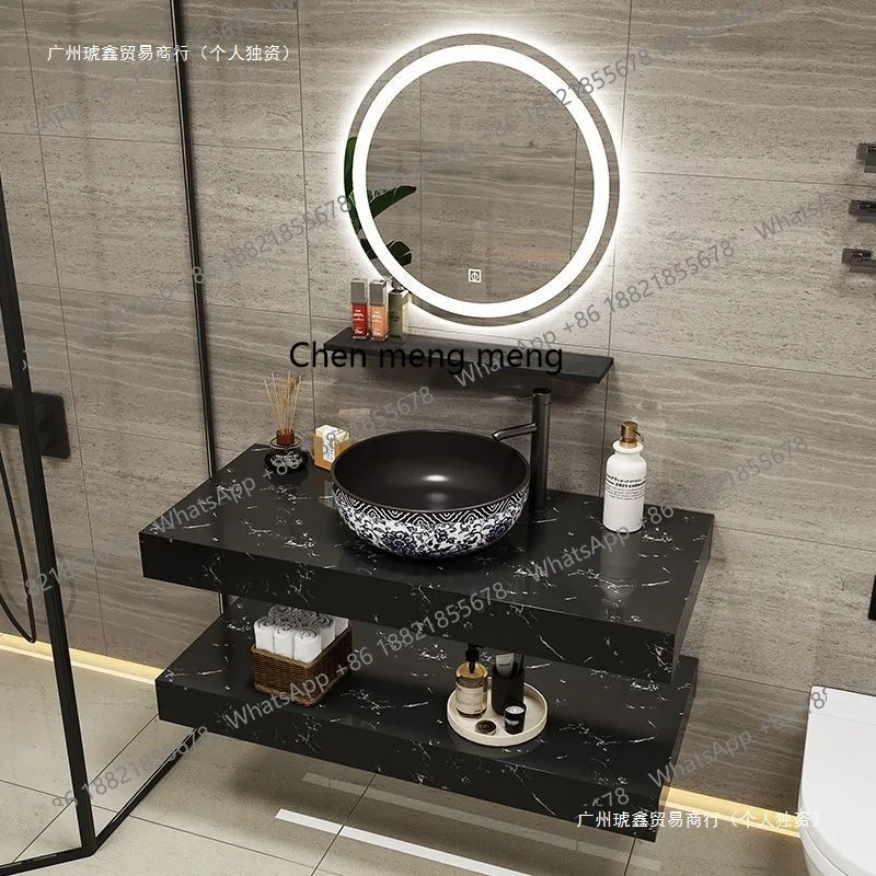 

Antique wash basin, retro wind table, a complete set of wash basins, double-layer combination, integrated gray.