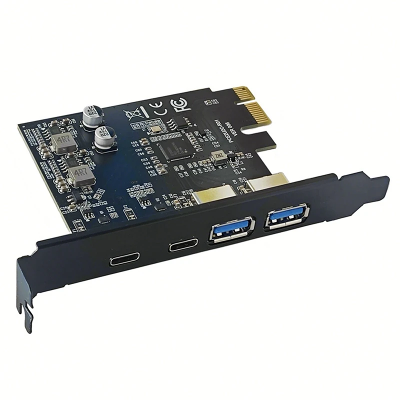 ABHU 4 Ports 5Gbps PCIE Card Hub USB 3.0 PCI-E Board 2Xusb A Port+2Xtype-C Port USB PCI-E Expansion Card Adapter For Computer