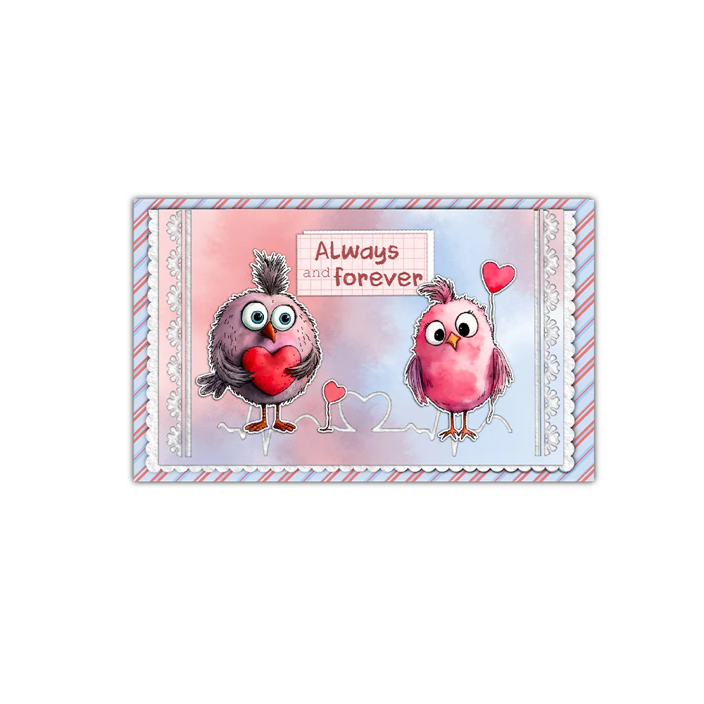 Mangocraft Little Birds & Heart Balloons Cutting Dies Clear Stamp DIY Scrapbooking Metal Dies Silicone Stamp For Cards Albums