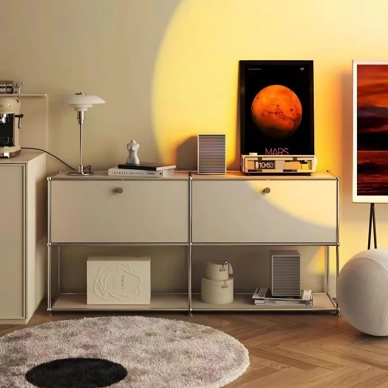 Medieval stainless steel TV cabinet storage simple modern module combination