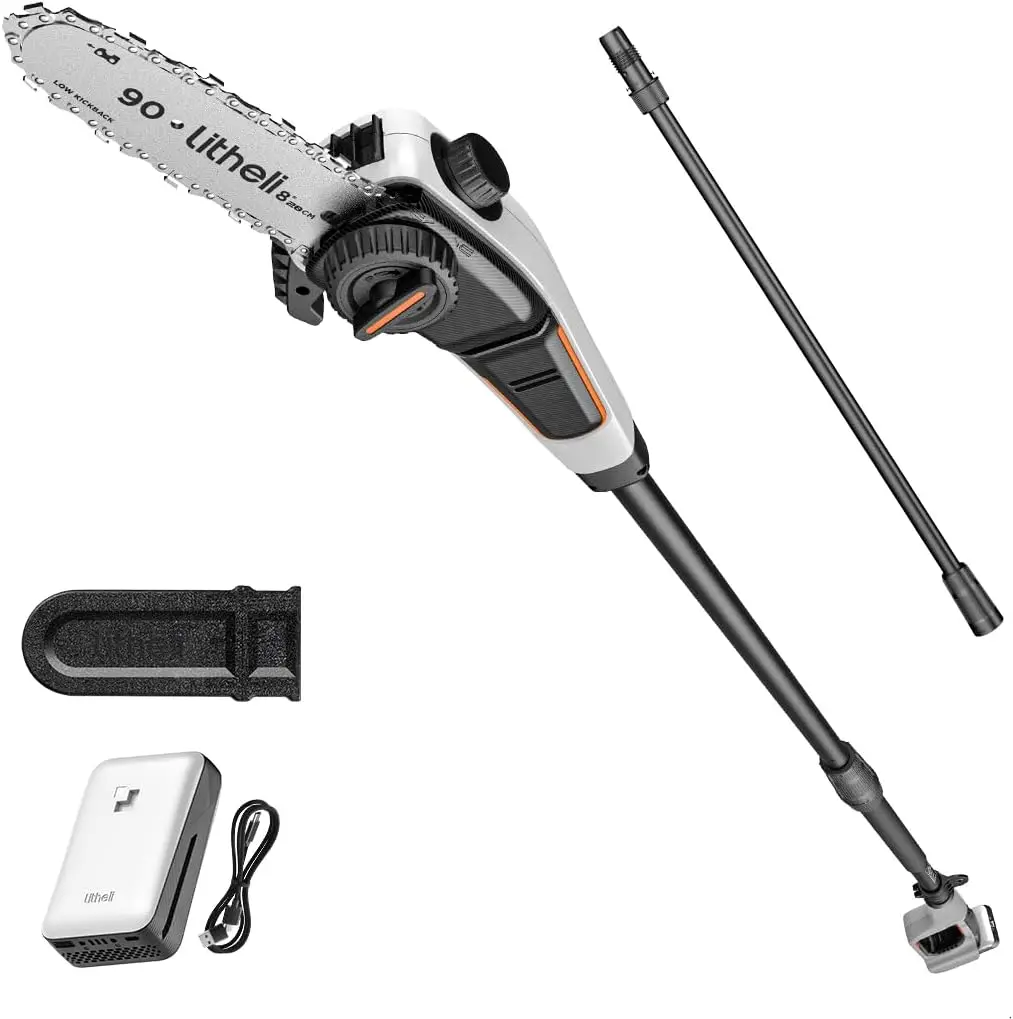 

U20 Pole Saw for Tree Trimming, 8'' Electric Cordless Saws, Trimmer 27.5ft/s Cutting Speed with 2.5Ah Battery for Branch Pruning