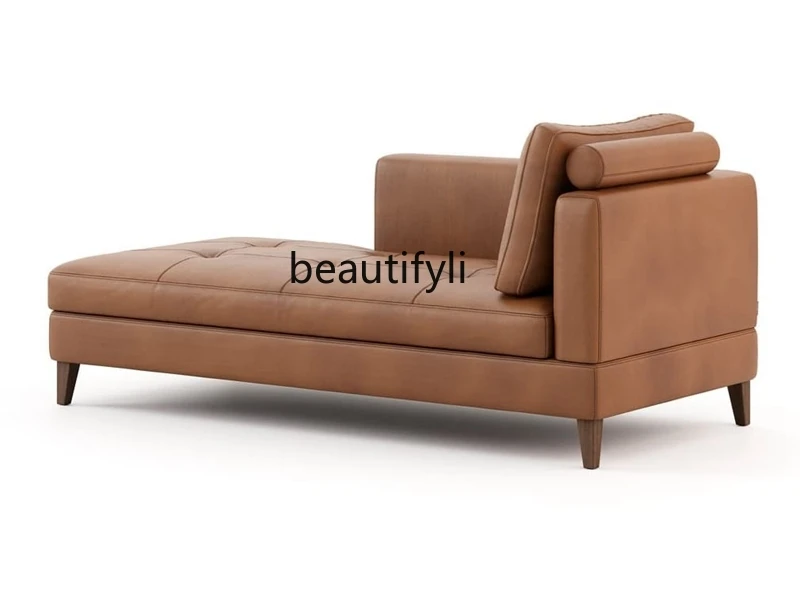 Modern Italian Light Luxury Living Room Chaise Longue Small Apartment Balcony Leisure Sofa Bedroom Solid Wood Beauty Sleeping