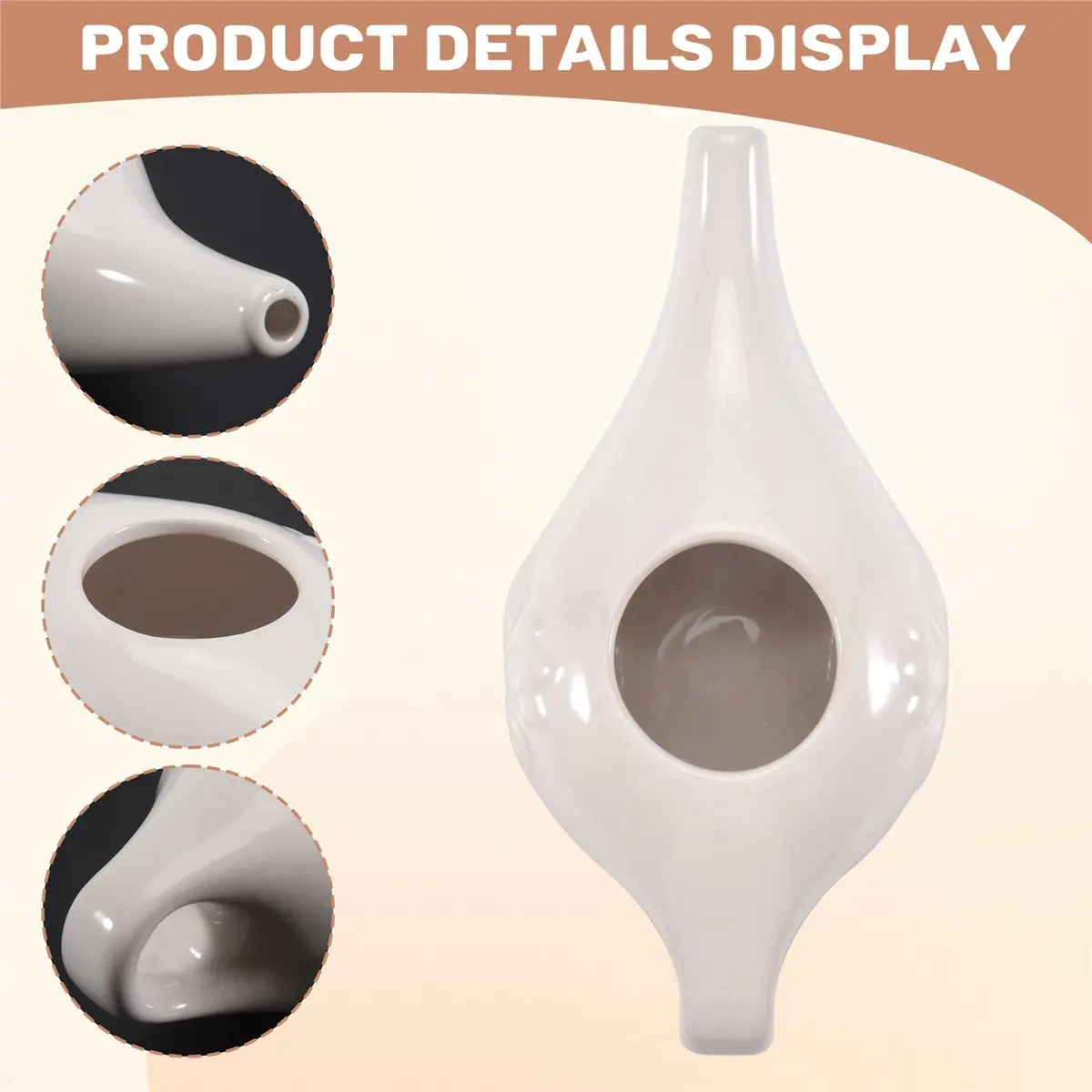 

[AA49] 250Ml Ceramic Neti Pot Nose Cleaning Pot Durable Leakproof Spout Pot for Nasal Rinsing Nose Washing Men and Women,White