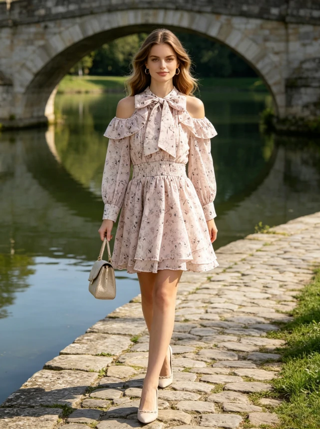 

Cute Girls Long-sleeve High-waisted Bodycon Dress 2026 New Japanese Sweet Style Off-shoulder Tie-up Bow Print Short Dresses
