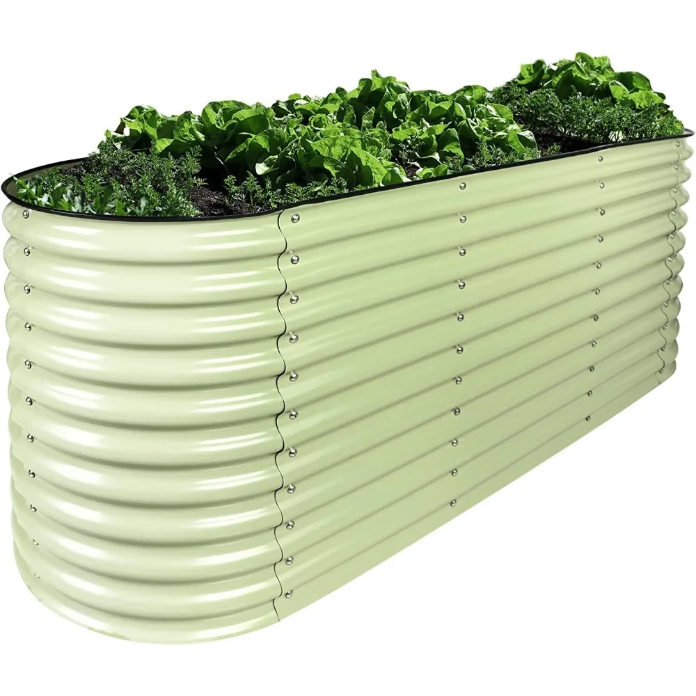 

Olle Metal Raised Garden Bed Easy Quick Setup Metal Garden Bed 32" Tall, 12-in-1 for Growing Flowers Herbs DIY Gardening, Sage G