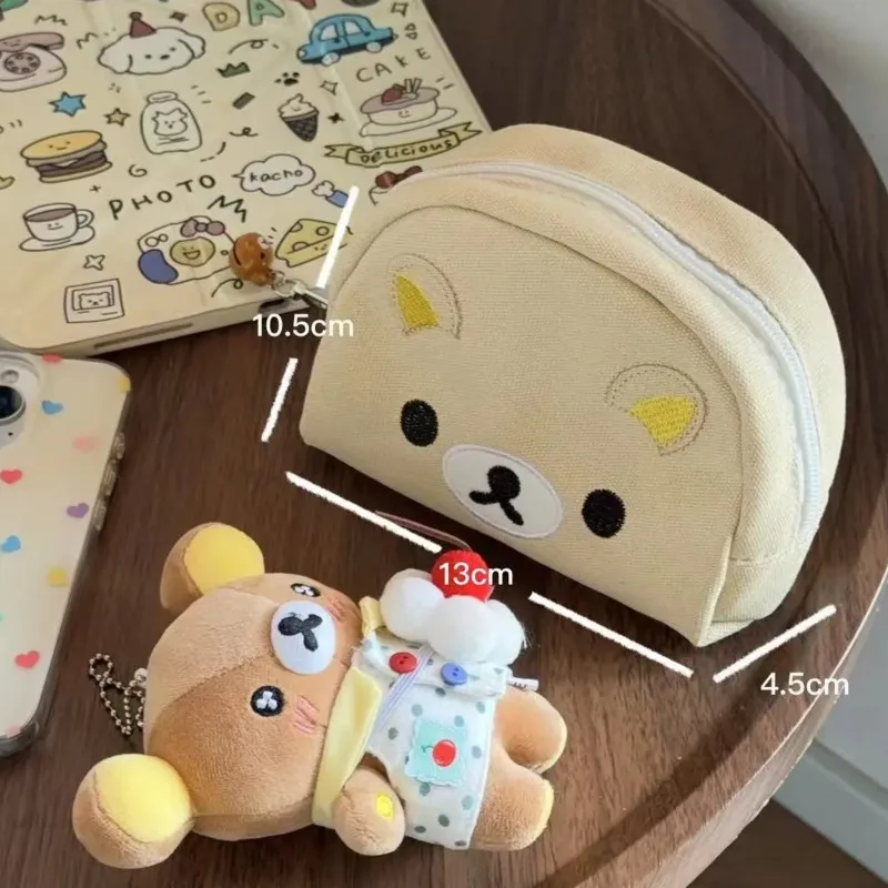 

Rilakkuma Wallet Y2K Crossbody Bag Embroidery Kawaii Sweet Velvet Retro Zipper Girl Shoulder Waist High Capacity Storage Bag New