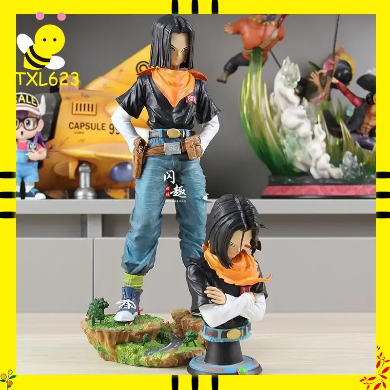 Figurka akcji Dragon Ball Z Black Pearl, anime, 32 cm, Android 17 i 18, wymienne pół-ciała, kolekcjonerska zabawka dla chłopców