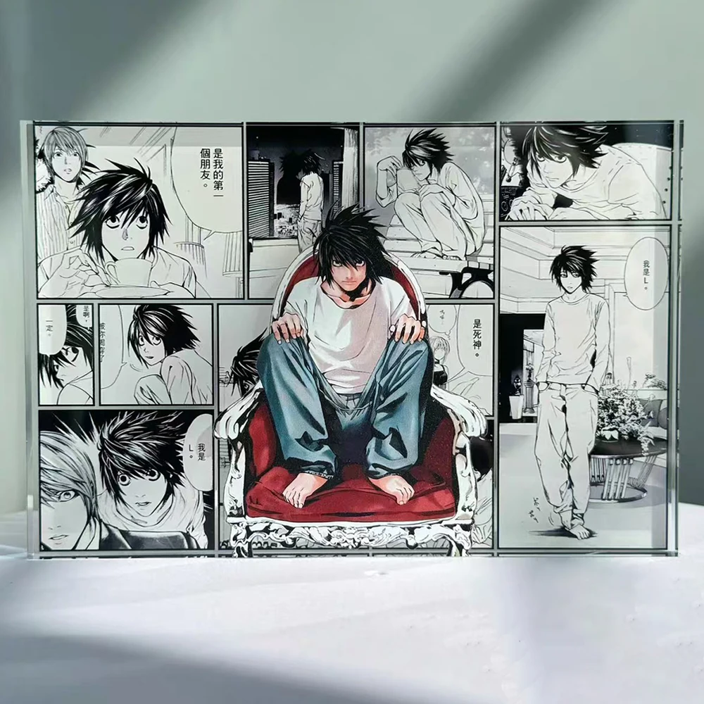 Anime Death Note L Lawliet Light Yagami Cosplay Stand Acrylic Brick Standing Plate Desktop Decoration Prop Ornament Accessory