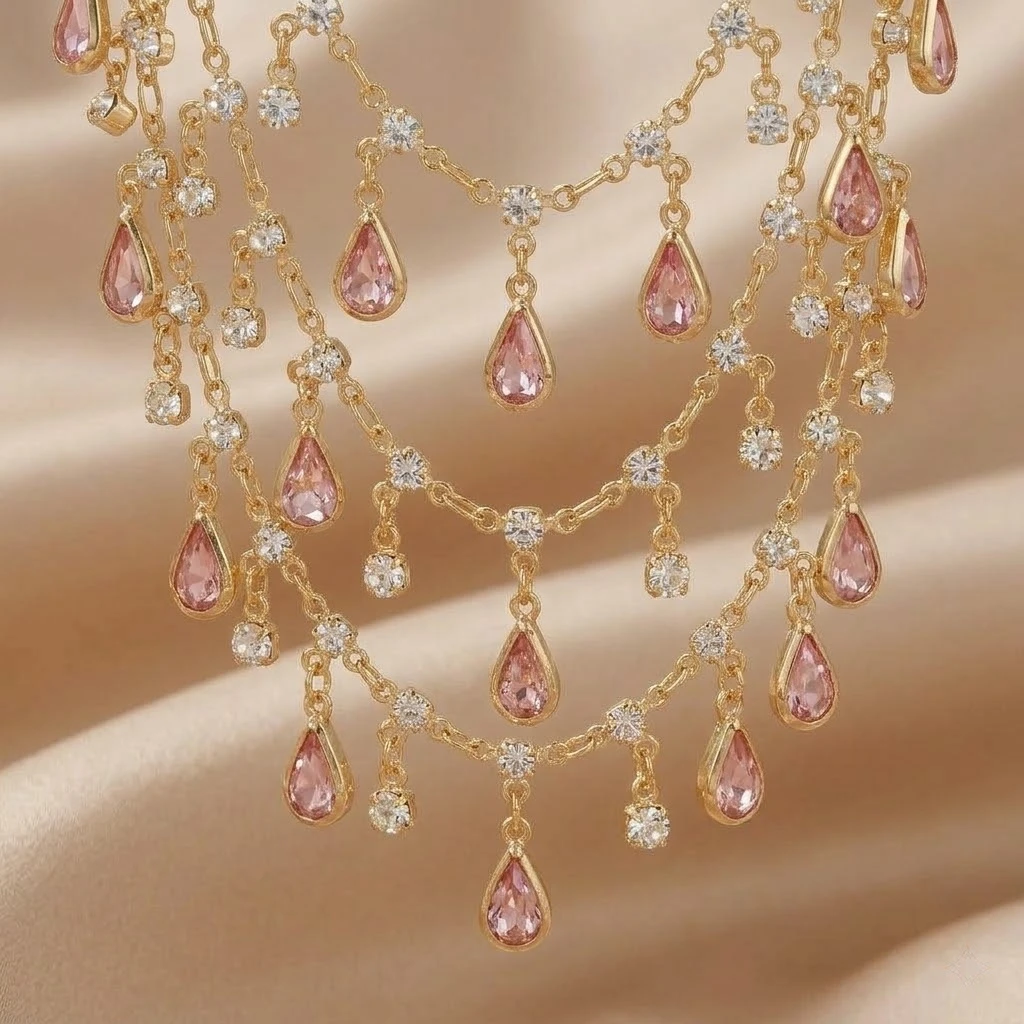 0.5meter Pink Waterdrop Charms Dangle Pendant Brass Cable Link Chain for DIY Bracelet Necklace Waist Smmer Choker Jewelry Making