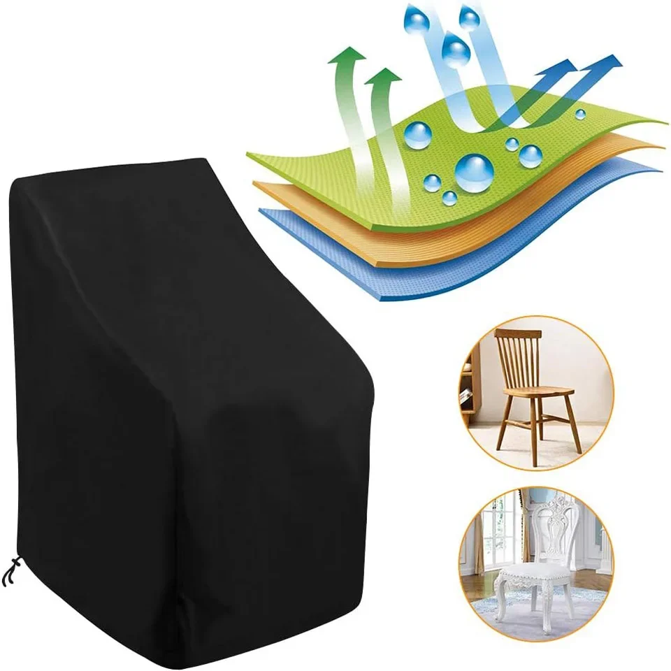 Patio Chair Cover Waterproof Outdoor Protection Cover for Stack Dining Chair Furniture Lounge Chair Cover Dust Rain Snow-Proof