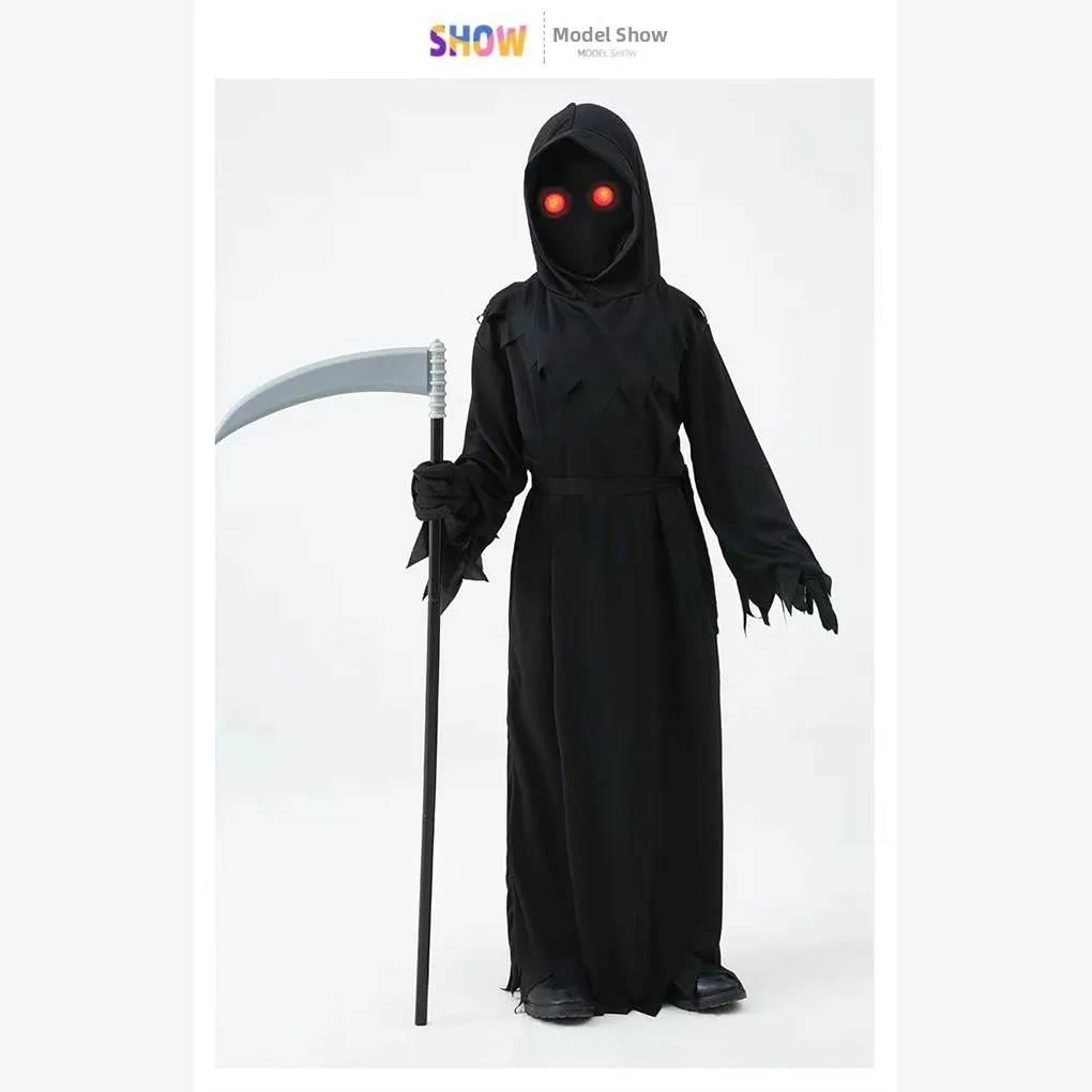 Crianças loween horror reaper traje cosplay playwear sem marca traje de palco tradicional étnico feminino wear