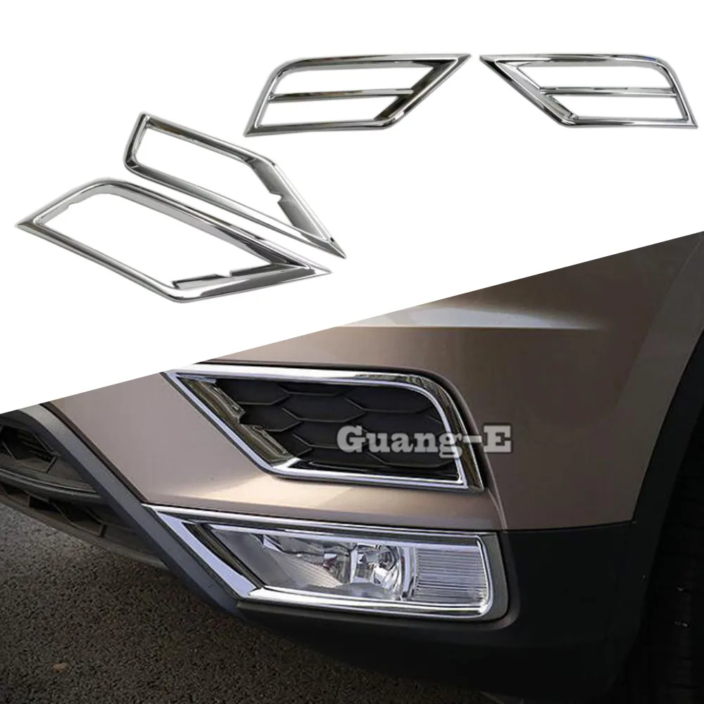 

For Volkswagen VW Tiguan L MK2 2016 2017 2018 2019 2020 ABS Car Head Front Fog Light Lamp Frame ABS Chrome Trim Panel Cover