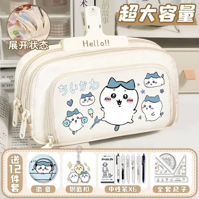 

Miniso Kawaii Anime Chiikawa Children Storage Pen Bag Cute Cartoon Large Capacity Stationery Pencil Case Lovely Gifts for Kids