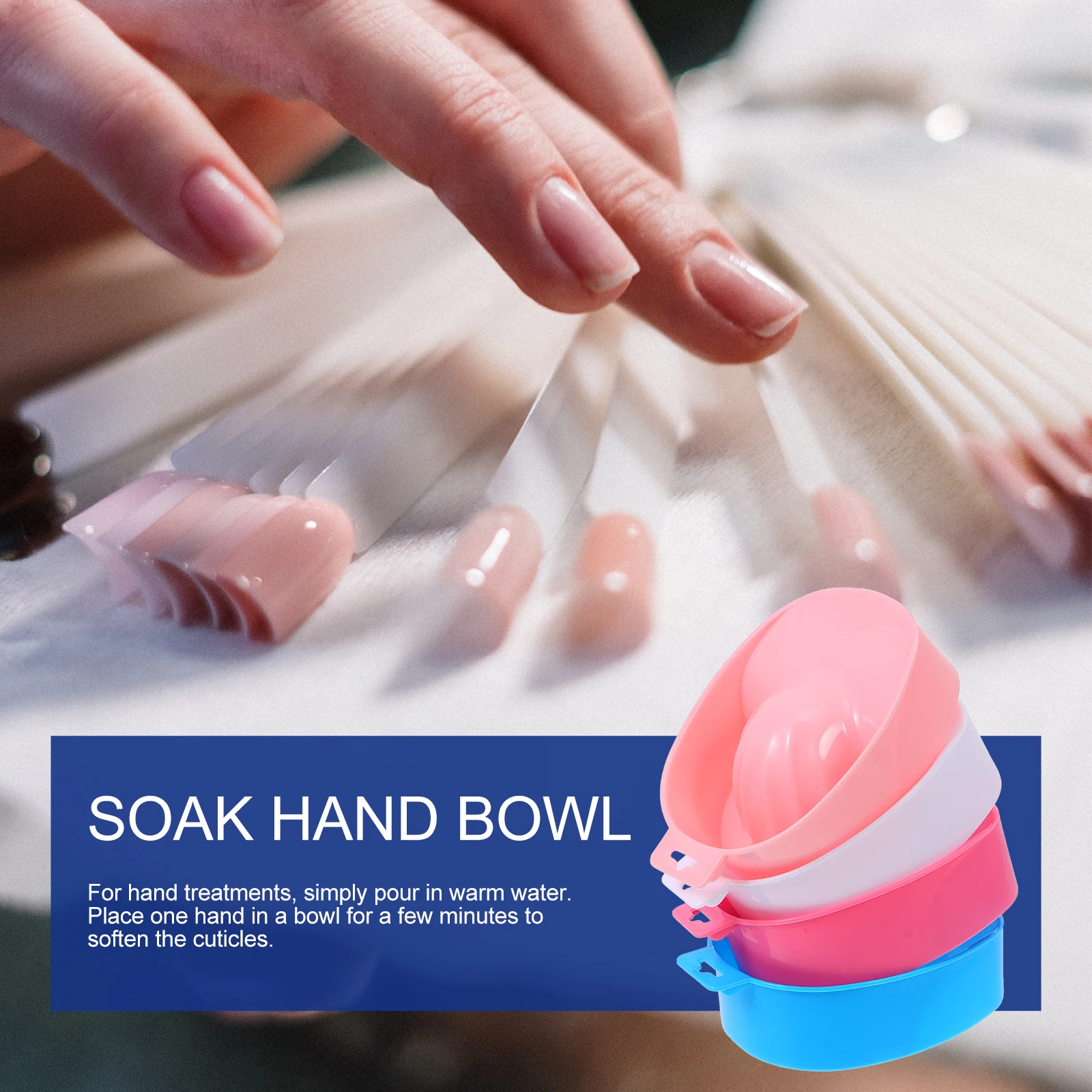 

4pcs Manicure Hand Soak Nail Art Polish Bowl Spa Tool Supplies Premium PP Material Home Salon Use Nail Color Removing Bowl