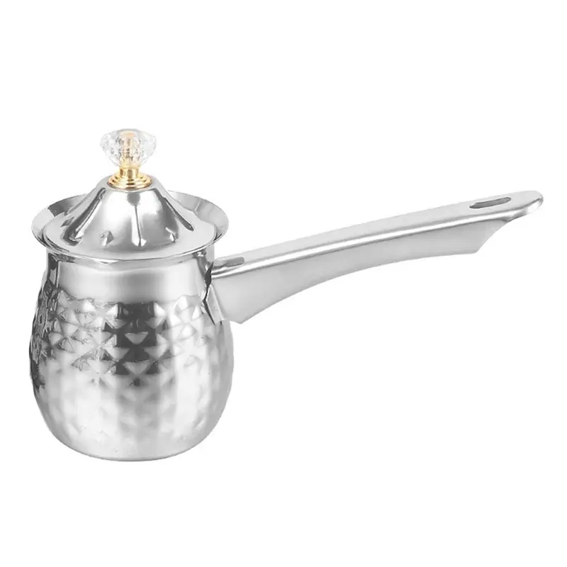 A47T Turkish Coffee Maker Copper Coffee Tea Maker Milk Warmer Hot Chocolate Maker Butter Melting Pot 600Ml Silver