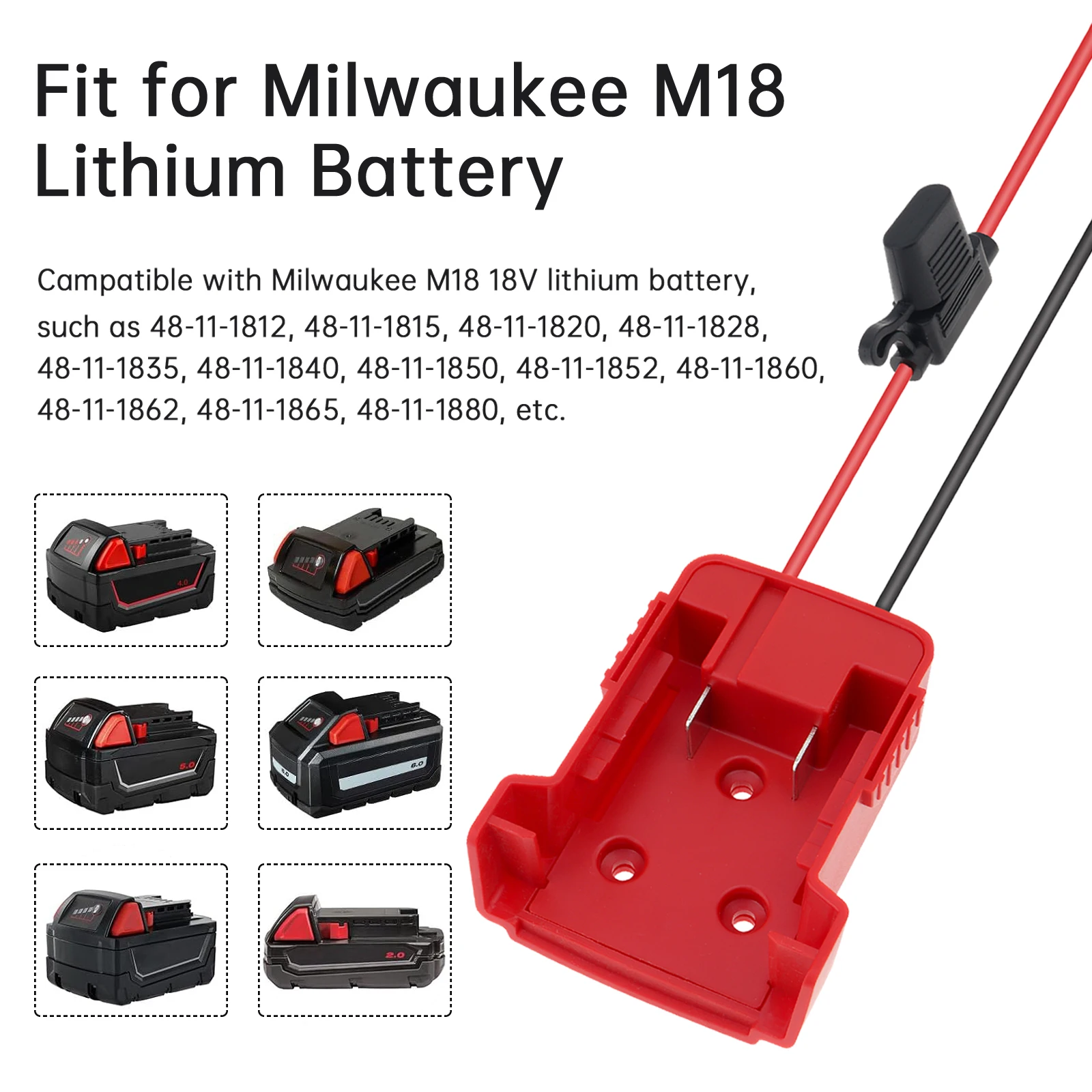 Imagem -05 - Diy Power Wheel Adapter Kit para Milwaukee M18 Conversor de Bateria de Lítio Crianças Passeio no Carro do Brinquedo com Porta-fusível Pcs