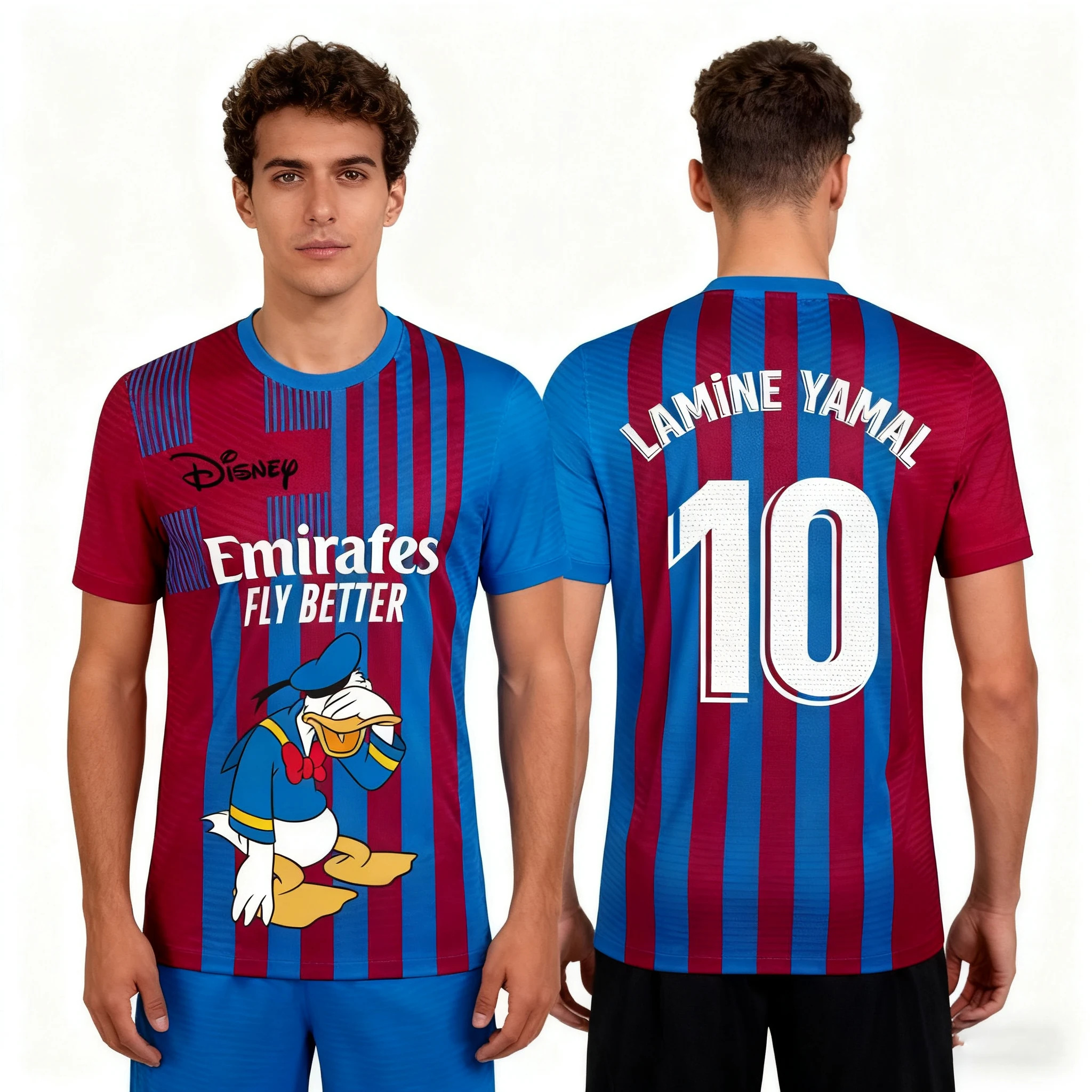 Дисней Дональд Дак Ямал No. Футбольная майка 10, осенняя мужская футболка для спорта и отдыха, сухая и быстро, детская одежда, футболка Y2k