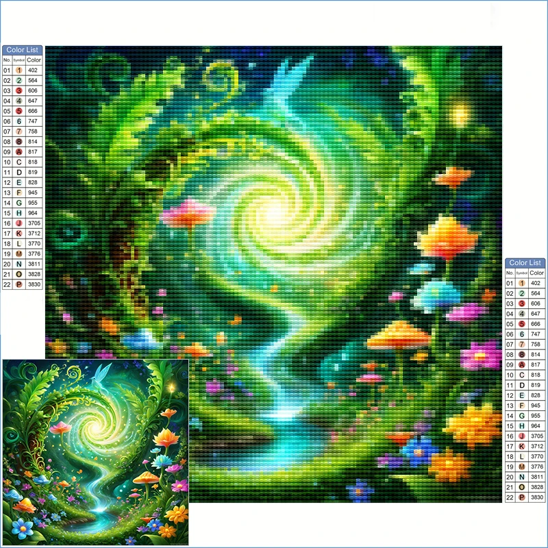 

Diamond Painting New Arrivals 2025 Colorful Spiral Of Light And Greenery Stitch Items Diamond Art Accessories Crafts Adults