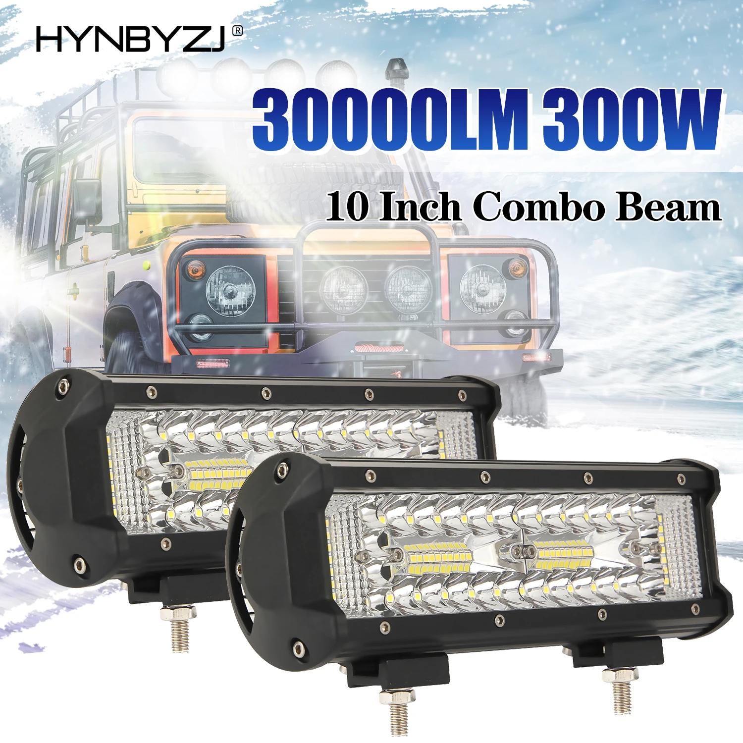 

HYNBYZJ 10'' Inch 300W Car LED Light Bar Off Road Fog Lamp Spot Flood Combo Led Work Lights for Truck Boat SUV ATV UTV Tractor