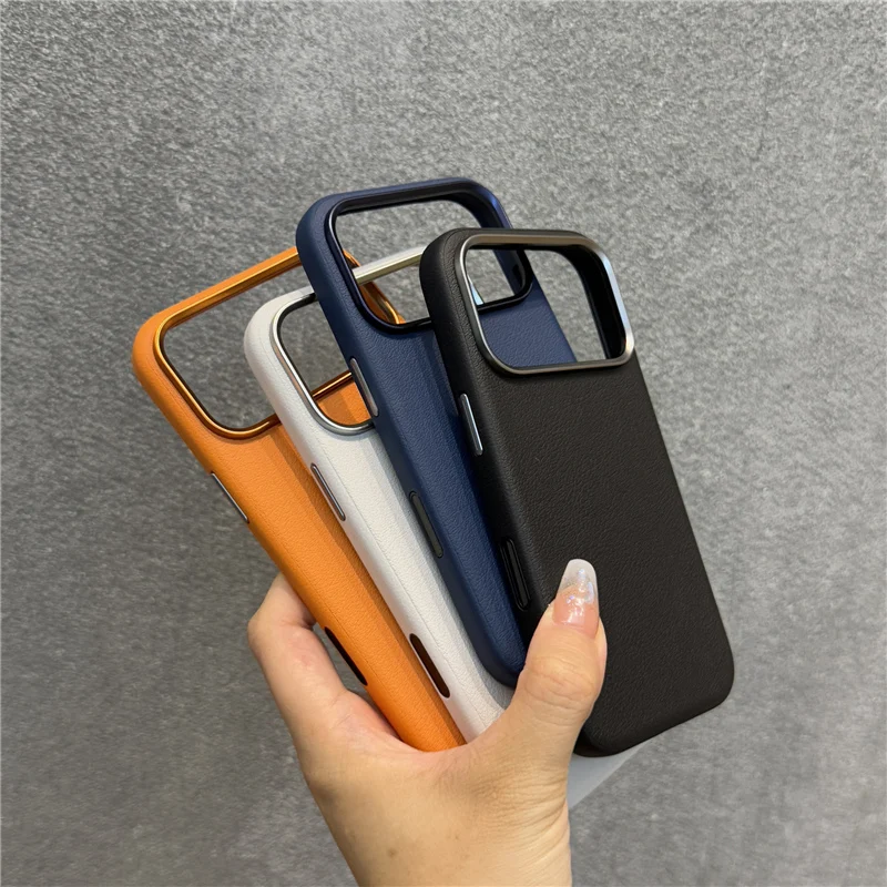 

Роскошный однотонный чехол Magsafe из искусственной кожи для iPhone 17, Air 17Pro, 17 Pro Max, активная сенсорная кнопка камеры, защитная крышка объектива