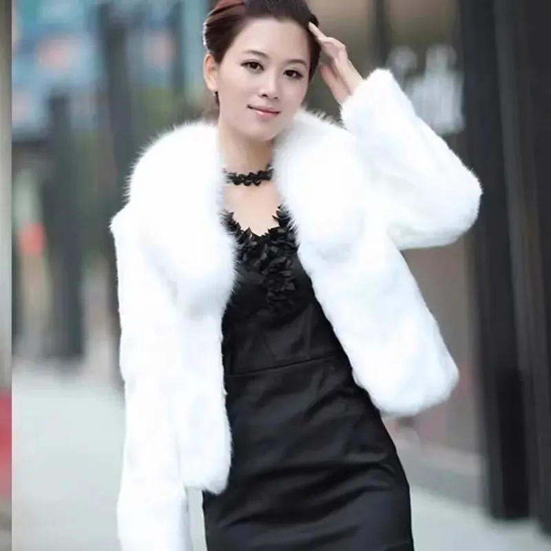 Hot sale women winter long style 100% real rabbit fur coat with fox fur collar Warm thick rabbit fur jacket Female real fur coat