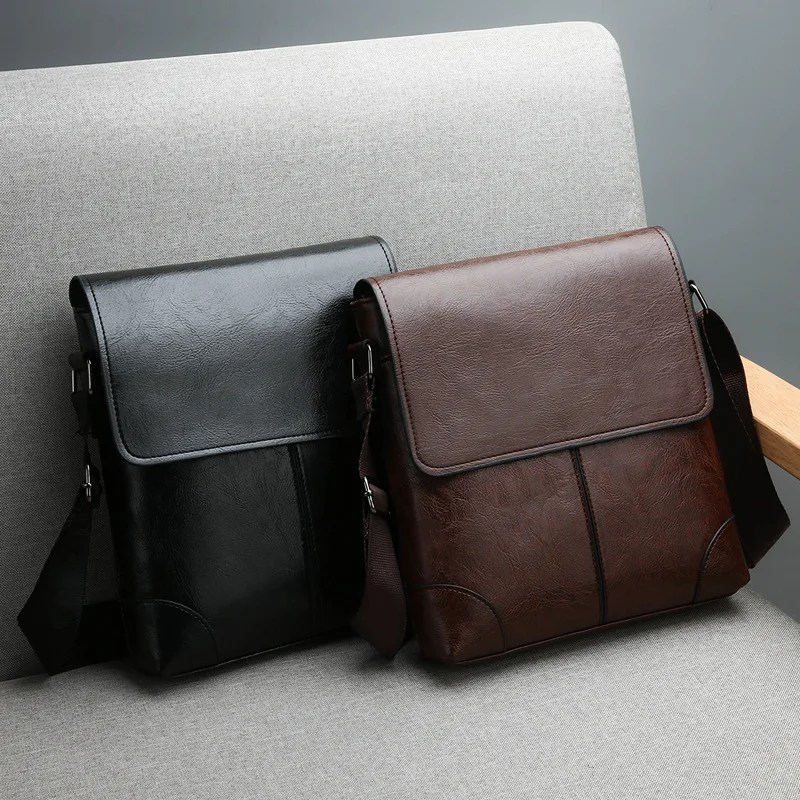

Men Shoulder Bags For IPAD Leather Business Handbag Men Messenger Bag Large Side Sling Bag Fashion Man Crossbody Bag
