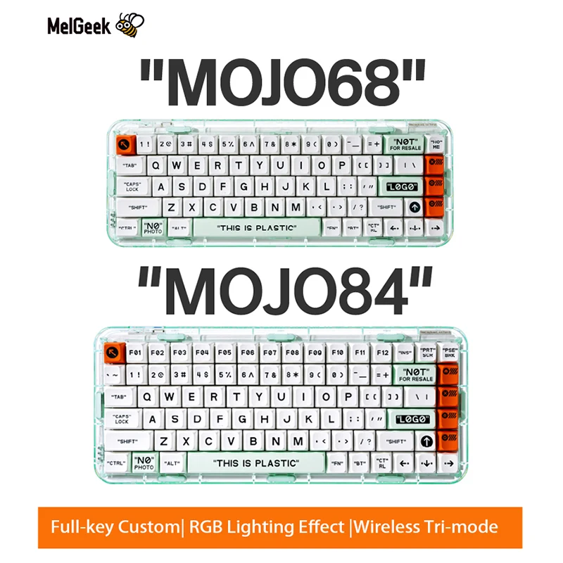 

Melgeek Mojo84 Mojo68 Mechanical Keyboard Custom Wireless Bluetooth Tri Mode RGB Backlit Hotswap Gasket PC Gamer Office