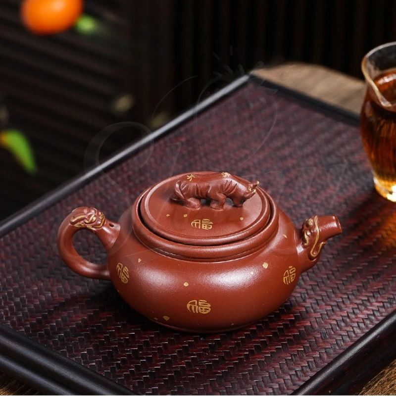 

Original Ore Groove Green Handmade Zisha Pots Twisted Qiankun Teapot Craftsman Production Lid Can Be Rotated