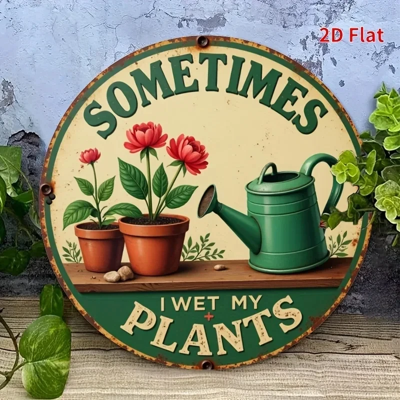 1 Piece Metal Printed Sign, Round Wall Decoration, Vintage 