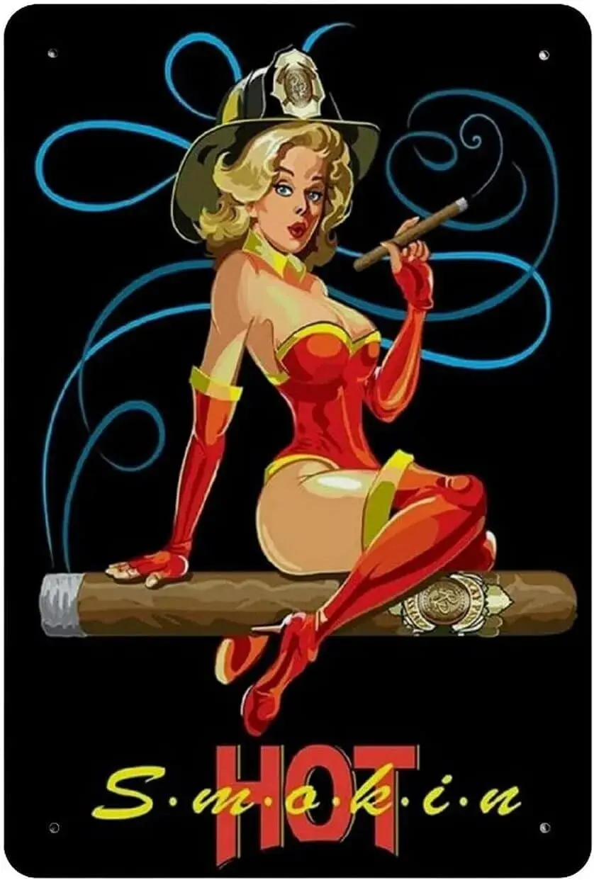 

Vintage Cigar Pinup Girl Aluminium Metal Tin Sign 8x12 Inch Home Poster Bar Pub Decor