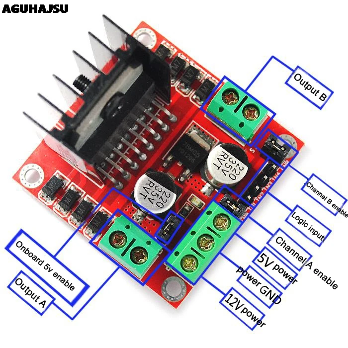 1 szt. L298N moduł płyty sterowniczej L298 silnik krokowy inteligentny samochód robot płytka prototypowa peltier High Power