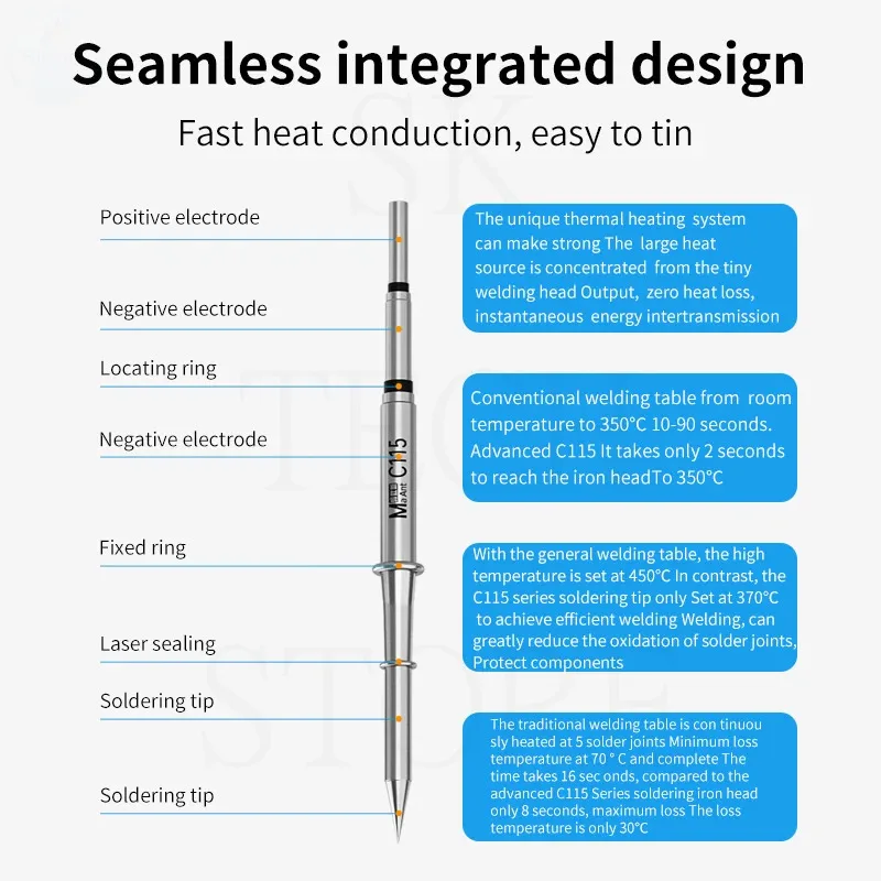 MaAnt C115 I/IS/K Soldering Iron Tips Lead-free Rapid Warming Replacement Head Welding Station Integrated Welding Tips