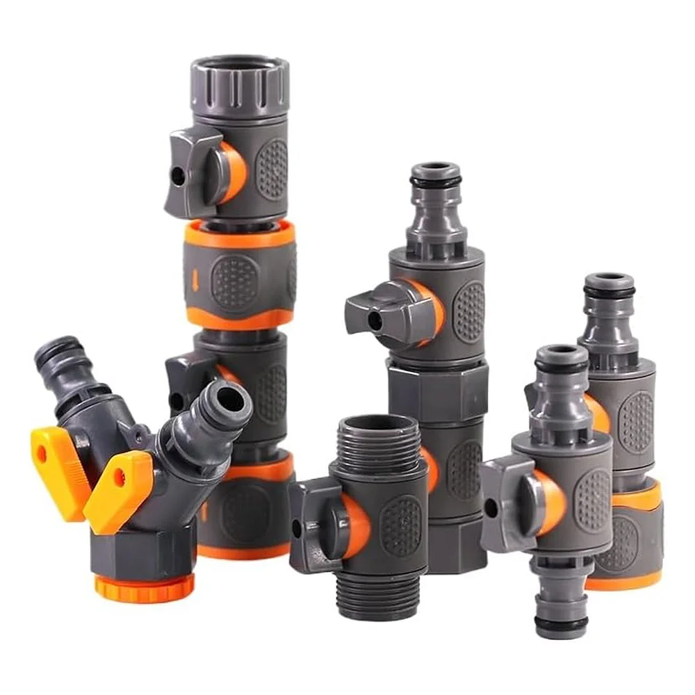 1/4 3/8'' 1/2'' 3/4'' Hose Quick Connecter Adapter Pipe Tubing Irrigation System Coupler Shut Off Valve Plastic Rubber Coupling