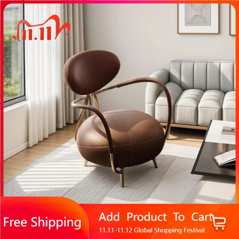 

Роскошные кожаные стулья для гостиной, балкон, эргономичные удобные стулья для отдыха, индивидуальная случайная мебель Sillon