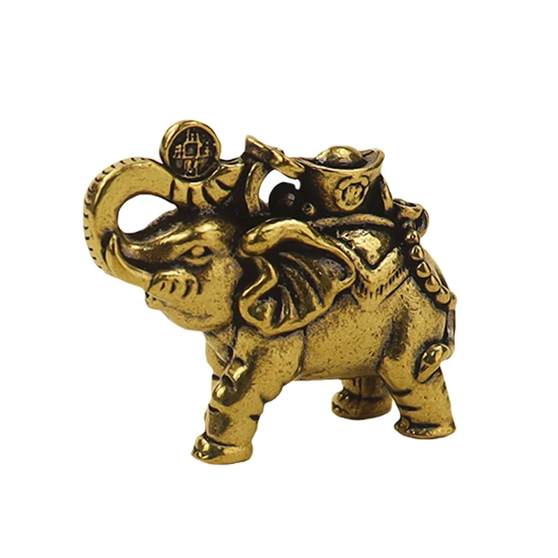 Metal Figurines Auspicious Elephant Living Room Desk Decoration Mini Elephant Figurines Accessoires Miniatures Brass Elephant