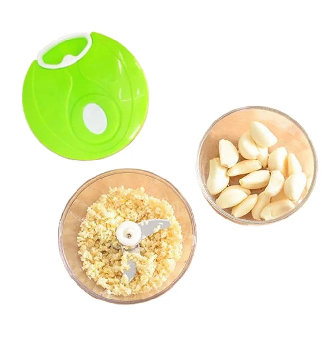 

3-Second Garlic Press & Vegetable Chopper, Stainless Steel Pull Cord Design, No Electricity Needed, Portable