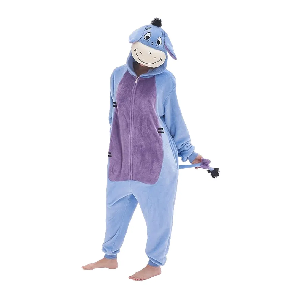 Onesies flanela artificial grossa para adultos, Kigurumi com fecho frontal, homens e mulheres