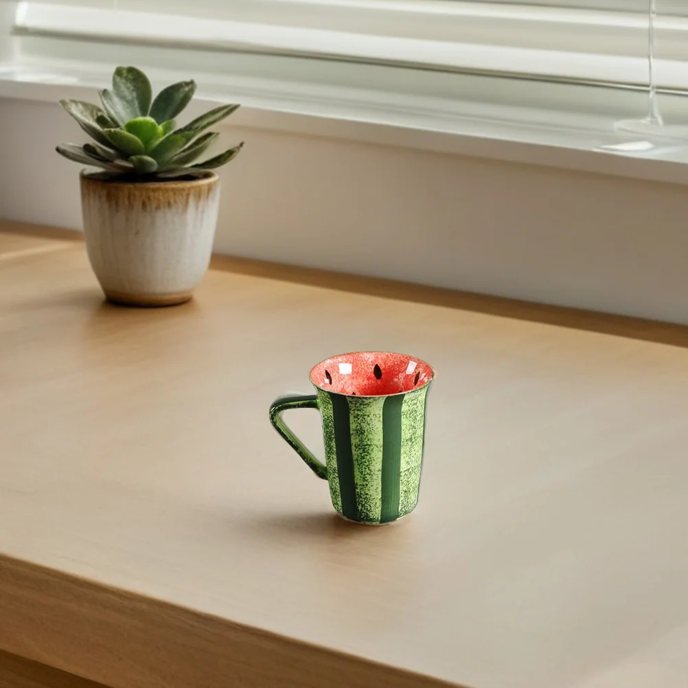 

Ceramic Water Cup Watermelon Pattern Bright Underglaze Colors Ideal Tea Coffee Juice Mug Household Beverage Cup Office Home Use