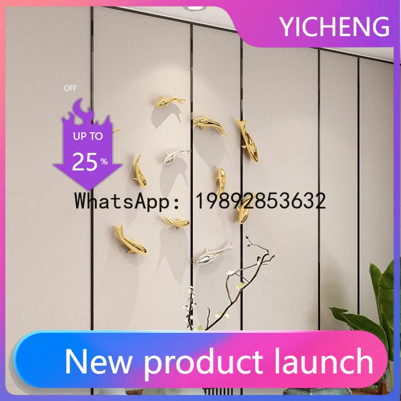Goldfish Background Wall Hanging Resin Three-dimensional Fish Pendant Gold Silver Home Decoration Room Decor Aesthetic